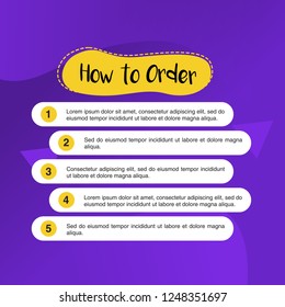 template illustration how to order, format order, Online payment, Payment options, call to action, online shop, social media. Modern design.
