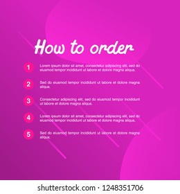 template illustration how to order, format order, Online payment, Payment options, call to action, online shop, social media. Modern design.