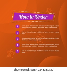 template illustration how to order, format order, Online payment, Payment options, call to action, online shop, social media. Modern design.