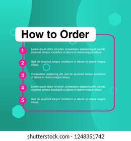 template illustration how to order, format order, Online payment, Payment options, call to action, online shop, social media. Modern design.