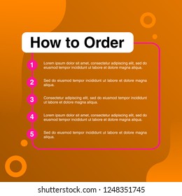 template illustration how to order, format order, Online payment, Payment options, call to action, online shop, social media. Modern design.