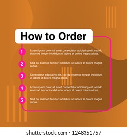 template illustration how to order, format order, Online payment, Payment options, call to action, online shop, social media. Modern design.