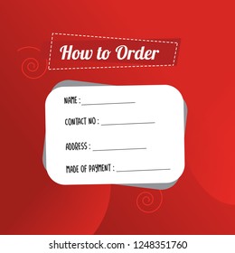 template illustration how to order, format order, Online payment, Payment options, call to action, online shop, social media. Modern design.