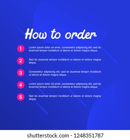template illustration how to order, format order, Online payment, Payment options, call to action, online shop, social media. Modern design.