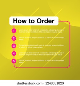 template illustration how to order, format order, Online payment, Payment options, call to action, online shop, social media. Modern design.