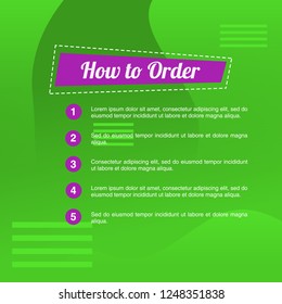 template illustration how to order, format order, Online payment, Payment options, call to action, online shop, social media. Modern design.