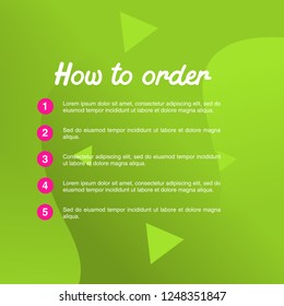 template illustration how to order, format order, Online payment, Payment options, call to action, online shop, social media. Modern design.