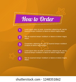 template illustration how to order, format order, Online payment, Payment options, call to action, online shop, social media. Modern design.
