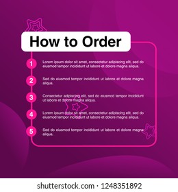 template illustration how to order, format order, Online payment, Payment options, call to action, online shop, social media. Modern design.