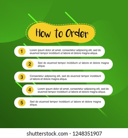 template illustration how to order, format order, Online payment, Payment options, call to action, online shop, social media. Modern design.