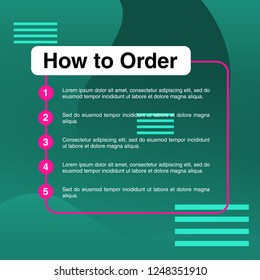 template illustration how to order, format order, Online payment, Payment options, call to action, online shop, social media. Modern design.