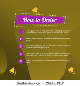 template illustration how to order, format order, Online payment, Payment options, call to action, online shop, social media. Modern design.