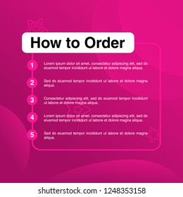 template illustration how to order, format order, Online payment, Payment options, call to action, online shop, social media. Modern design.