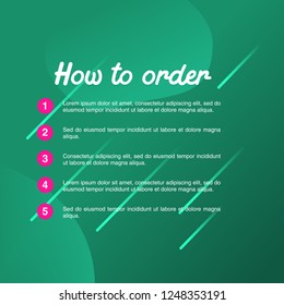template illustration how to order, format order, Online payment, Payment options, call to action, online shop, social media. Modern design.