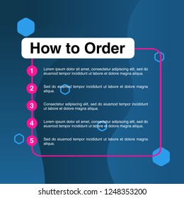 template illustration how to order, format order, Online payment, Payment options, call to action, online shop, social media. Modern design.