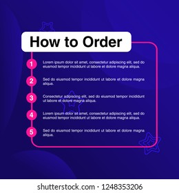 template illustration how to order, format order, Online payment, Payment options, call to action, online shop, social media. Modern design.