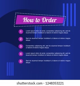 template illustration how to order, format order, Online payment, Payment options, call to action, online shop, social media. Modern design.