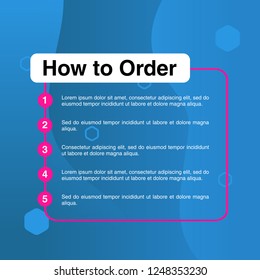 template illustration how to order, format order, Online payment, Payment options, call to action, online shop, social media. Modern design.