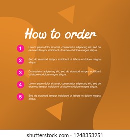 template illustration how to order, format order, Online payment, Payment options, call to action, online shop, social media. Modern design.