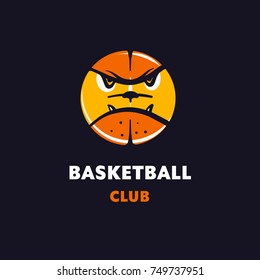 Template image ball for basketball game. Concept image of logo, logotype, banner for basketball team, college club, children school, adult championship, sport news. Sketch vector illustration. 
