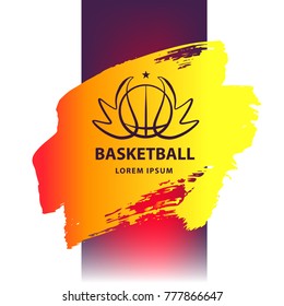 Template image ball for basketball game with wing. Design sign for sport news. Modern professional logo. Concept image for college club, team, children school, adult championship. Vector illustration
