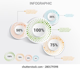 Template info graphic with percent of circle