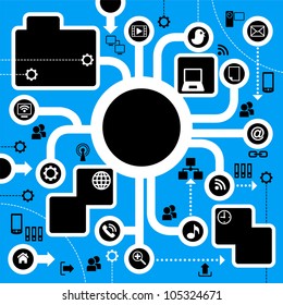 plantilla para los gráficos de información con iconos sobre el tema de internet