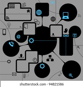 template for the info graphics with icons on the theme of internet
