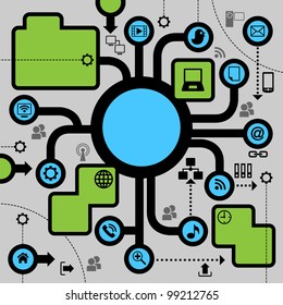 template for the info graphics with icons on the theme of internet