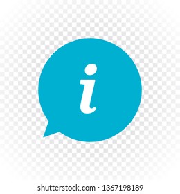 Template of info service location. Vector blue talk bubble icon with exclamation mark. EPS 10 design for modern style application, map, banner, poster, signboard. Information service mark.