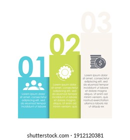 Template infographic with 3 steps or options. Design can be used for diagram, chart, presentation or web. Business concept isolated on white background.