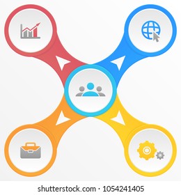 Template infographic with 4 elements, steps, options, parts or processes. Designed for business and web design.
