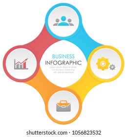 Template infographic with 4 elements, steps, options, parts or processes. Designed for business and web design.