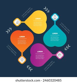 Template of Infographic with 4 parts or processes. Infograph with 4 steps, technology cycle or education process with four steps.