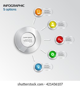 Información de plantilla. 5 opciones. rojo