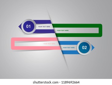 Template of infographic design with 4 separate rounded rectangles of different colors and circles. Vector illustration for a report, presentation.