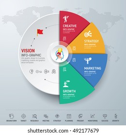 Diseño info-gráfico de plantillas. Concepto infográfico. Uso para negocios, marketing, creativos, diseño web, flujo de trabajo y gráficos. Vector, fondo.