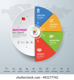 Template info-graphic design. Info-graphic concept. Use for business, marketing, creative, web design, workflow and graphics. Vector, Background.