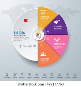 Template info-graphic design. Info-graphic concept. Use for business, marketing, creative, web design, workflow and graphics. Vector, Background.