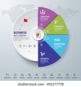 Diseño info-gráfico de plantillas. Concepto infográfico. Uso para negocios, marketing, creativos, diseño web, flujo de trabajo y gráficos. Vector, fondo.