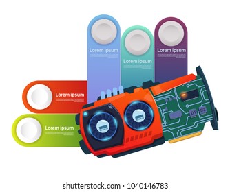 Template Infographic Elements With Circuit Chip Modern Technology Presentation Concept Flat Vector Illustration
