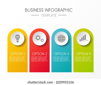 Template of an infographic. Graph with colourul icons. Vector.