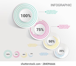 Template infographic with percent of circle
