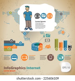 Template for infographic with statistics global hobbies