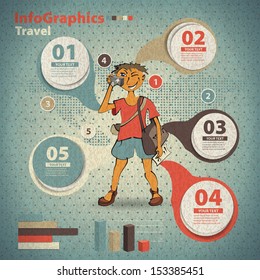 Template for infographic for travel in vintage style