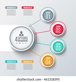 Template for infographic vector 4 options. Can be used for workflow layout, diagram, banner, web design. Abstract background.