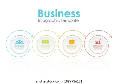 Vector infográfico de plantilla con 4 pasos u opciones. Las infografías para el concepto de negocio con flecha pueden utilizarse para diseño, presentaciones, banner, diagrama o gráfico.