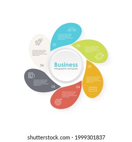 Vector infográfico de plantilla con 6 pasos u opciones. Las infografías para el concepto de negocio se pueden utilizar para diseño, presentaciones, banner, diagrama o gráfico.