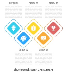 Template infographic vector with arrows and 5 steps or options. Infographics for business concept can be used for layout, presentations, banner, diagram or graph.