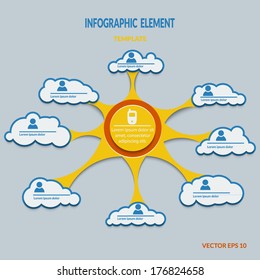 Template infographics for business presentation service cloud architecture. Vector illustration.